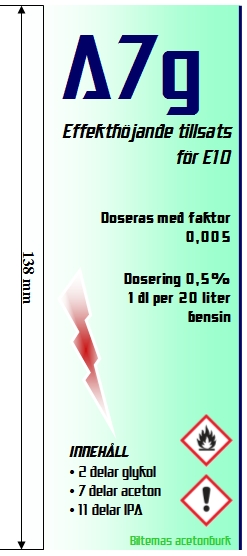 H=14,0 cm & B=6,2 cm Biltemas nya burk för aceton