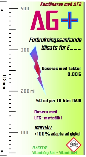 H=12,5 cm & B=6,8 cm gällande Vitamin Well. Under denna bild finns en etikett som passar till flaska för Löfbergs - Caffeine Water (15,7 x 7,17 cm).