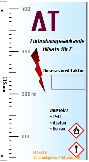 H=12,5 cm & B=6,8 cm gällande Vitamin Well. Under denna bild finns en etikett som passar till flaska för karburatorskydd (9,0 x 11,5 cm).