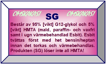 En etikett för SG när ämnet ska förvaras i en flaska. H=5 cm & B=8,3 cm