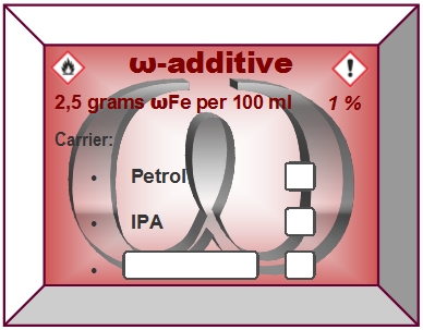 A label for ωFe (with carrier) which shall be stored in a bin. H=7 cm & W=9 cm