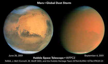 Global dammstorm på Mars ©NASA